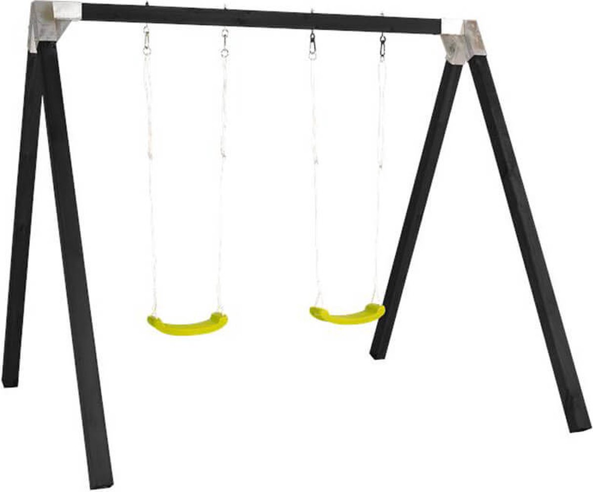 Schommelframe vuren geimpregneerd | Cubic Luxus zwart 2 schommelplanken lime